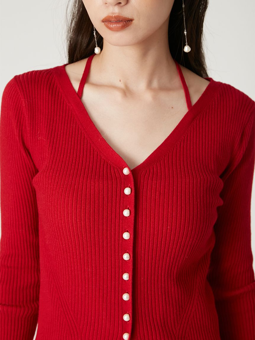 ange FRAY I.D リブカーディガンティアードスカートセットアップ FRAY I.D（フレイ・アイディー） ワンピース リブカーディガン