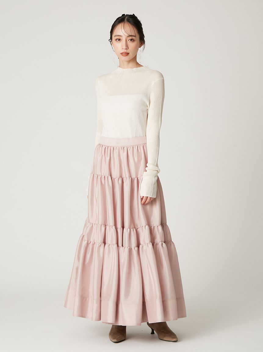リブカーディガンティアードスカートセットアップ(ニットワンピース