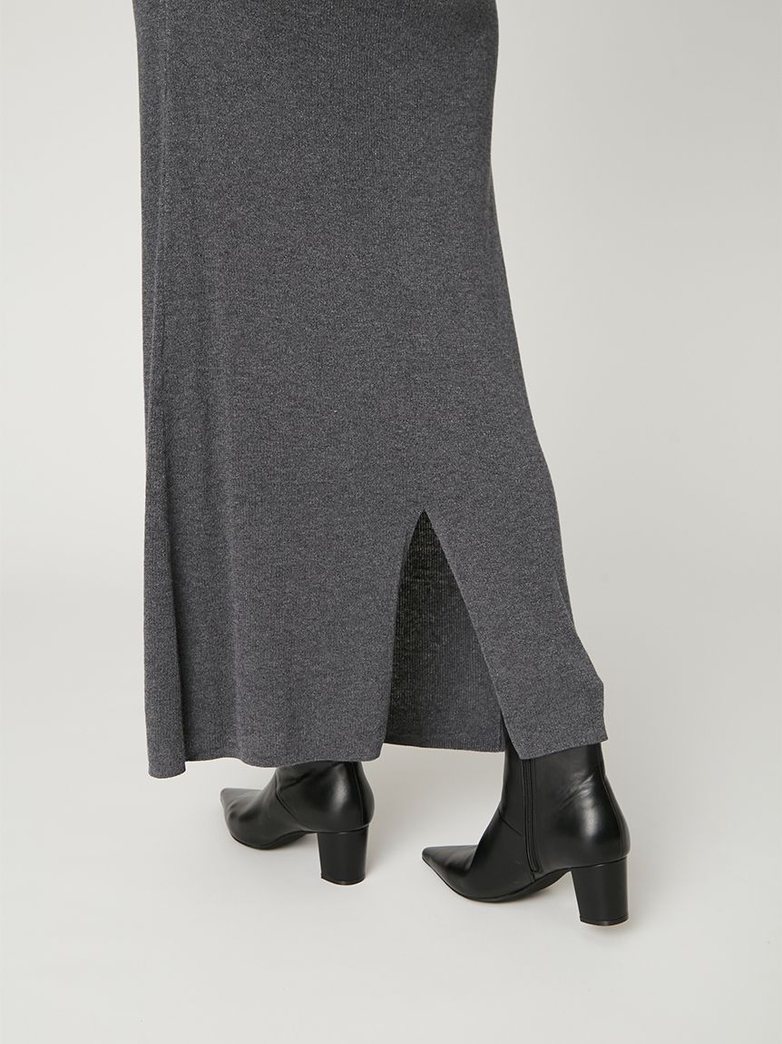 タックドレープワンショルリブニットワンピース(マキシ・ロング