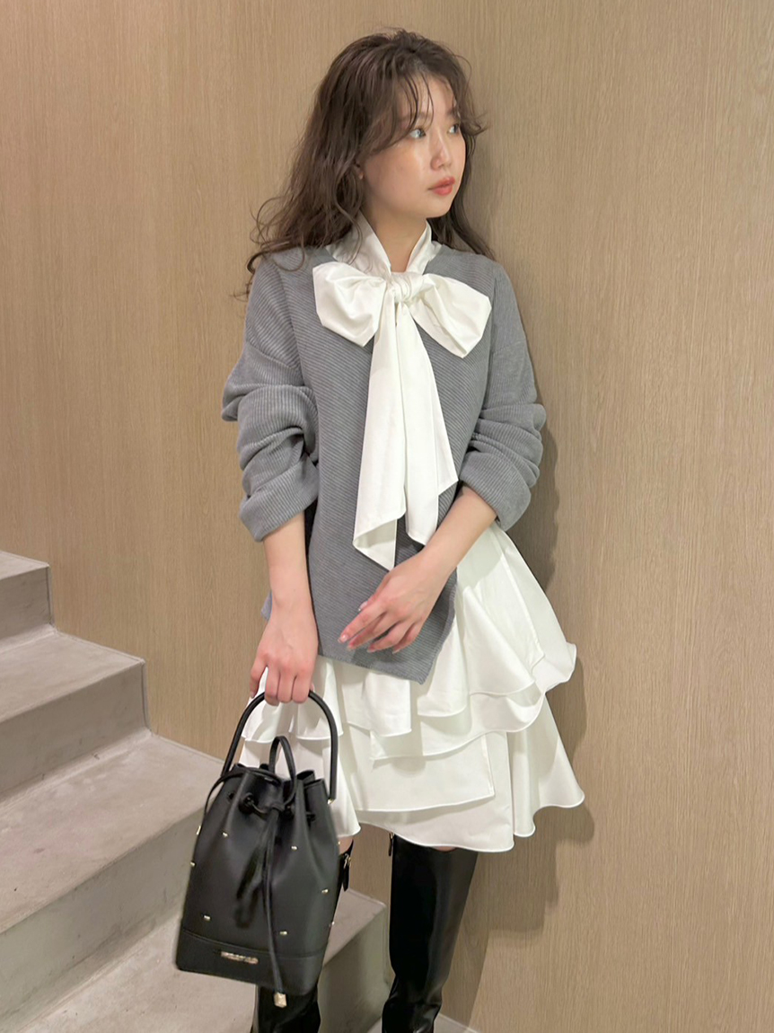 リボンタイコンビニットチュニック(ニット)｜トップス｜FRAY I.D