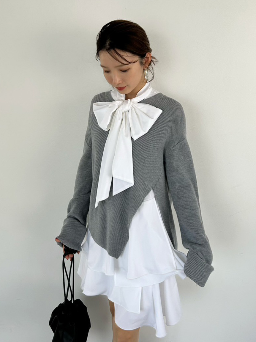 リボンタイコンビニットチュニック(ニット)｜トップス｜FRAY I.D