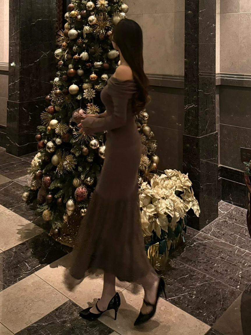 WEB限定】レースニットドッキングワンピース(ニットワンピース