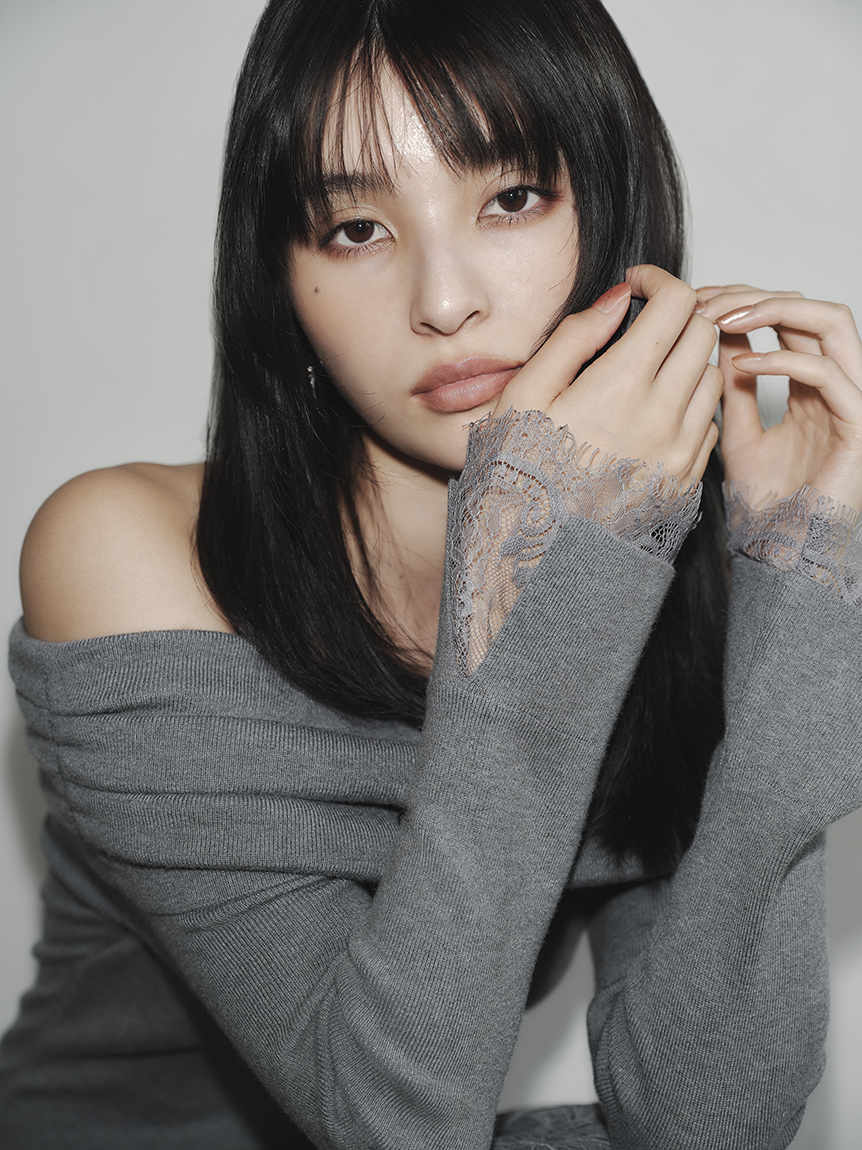 WEB限定】レースニットドッキングワンピース(ニットワンピース