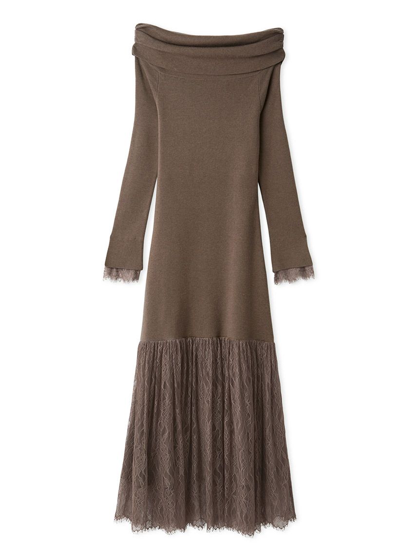 WEB限定】レースニットドッキングワンピース(ニットワンピース