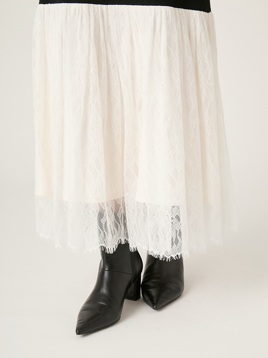 WEB限定】レースニットドッキングワンピース(ニットワンピース