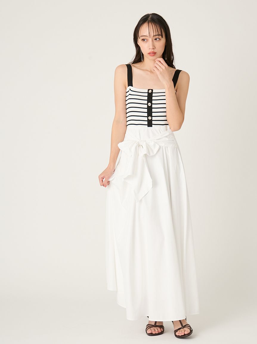 2wayタイデザインニットコンビワンピース(マキシ・ロングワンピース