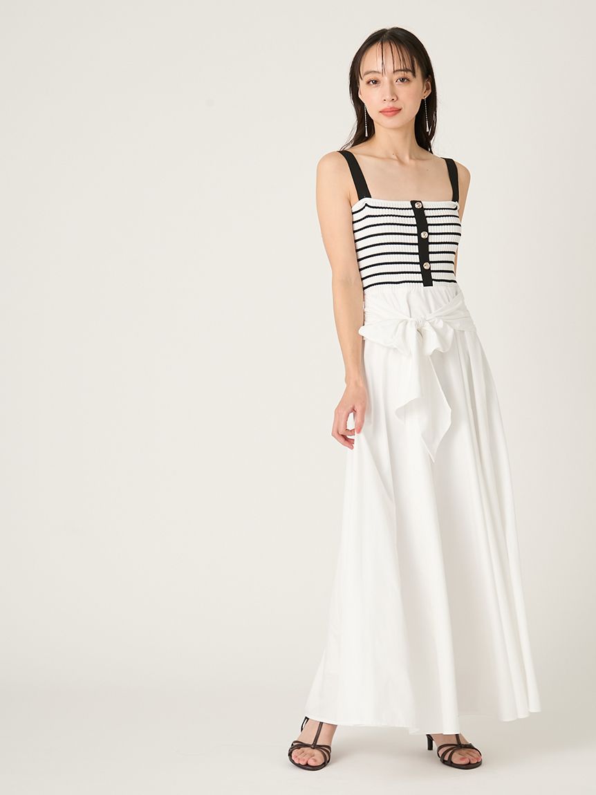 2wayタイデザインニットコンビワンピース(マキシ・ロングワンピース