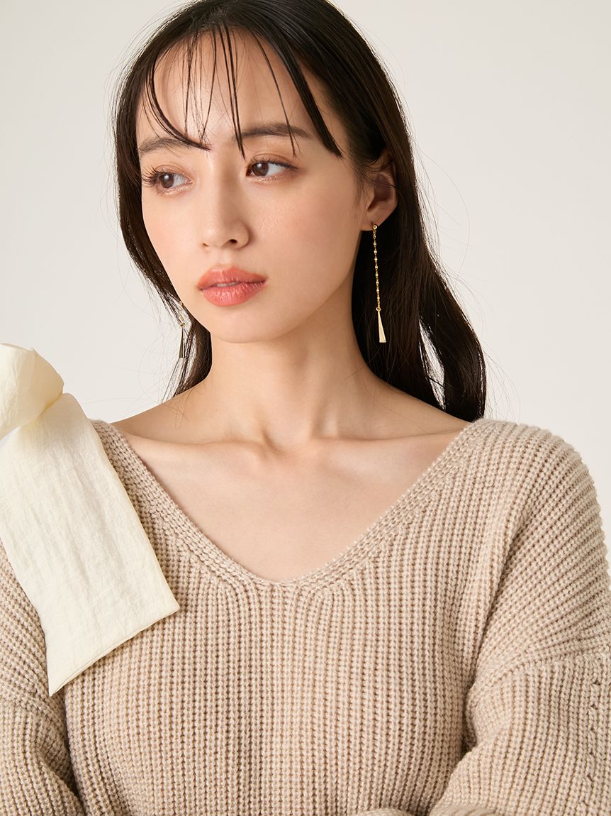 リボンニットプル＆チュールスカートセット(マキシ・ロングワンピース