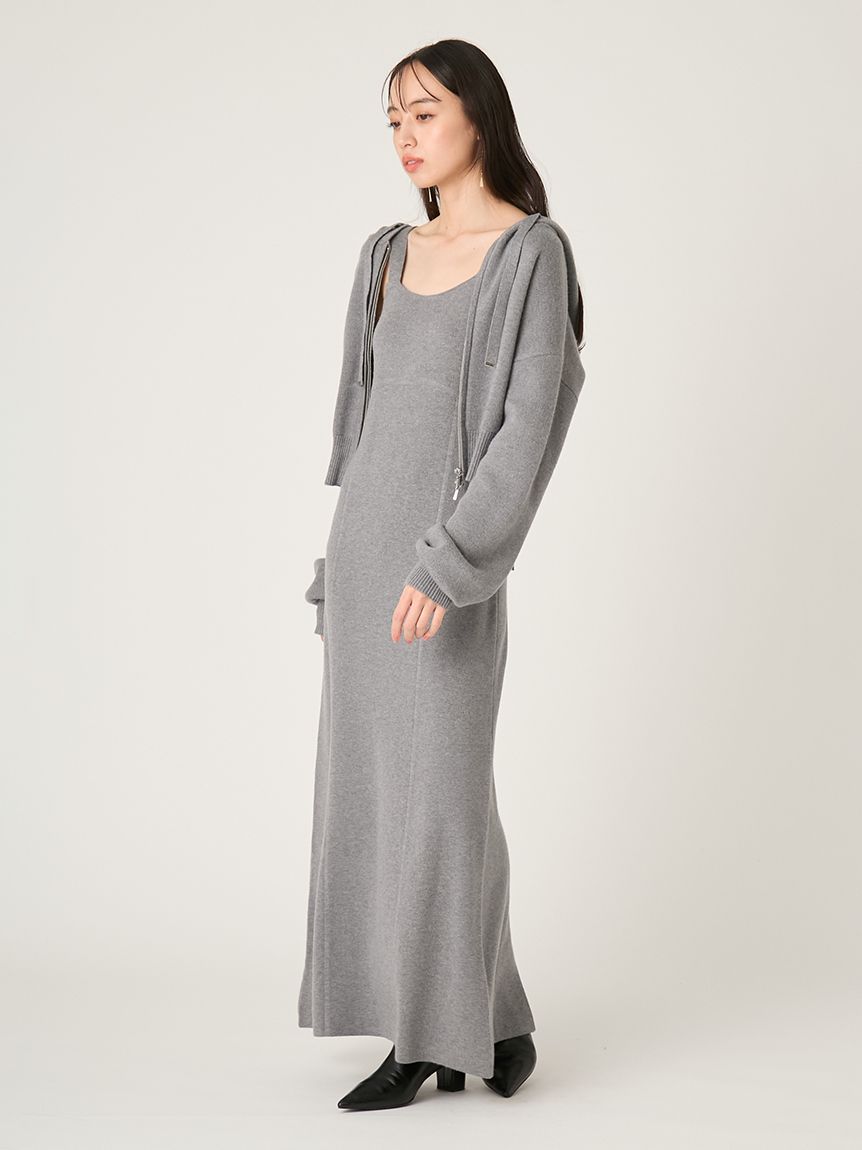 ジップパーカ&キャミワンピースセット(マキシ・ロングワンピース