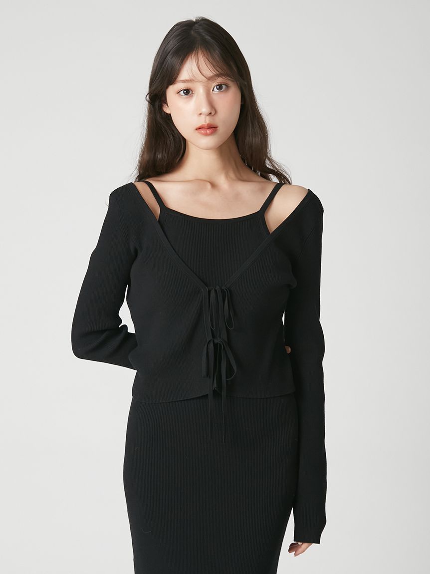 2wayカーデセットカップインニットワンピース(ニットワンピース