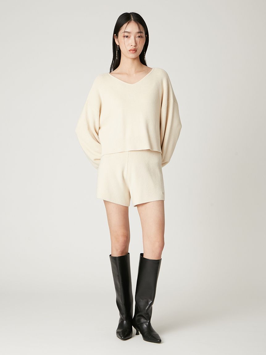 ウォッシャブルカシミヤシルクニットショートパンツ／ウォッシャブル