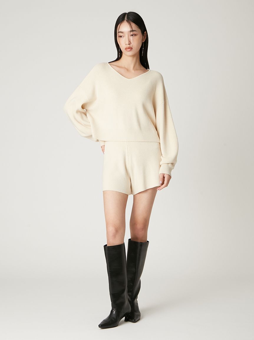 ウォッシャブルカシミヤシルクニットショートパンツ／ウォッシャブル