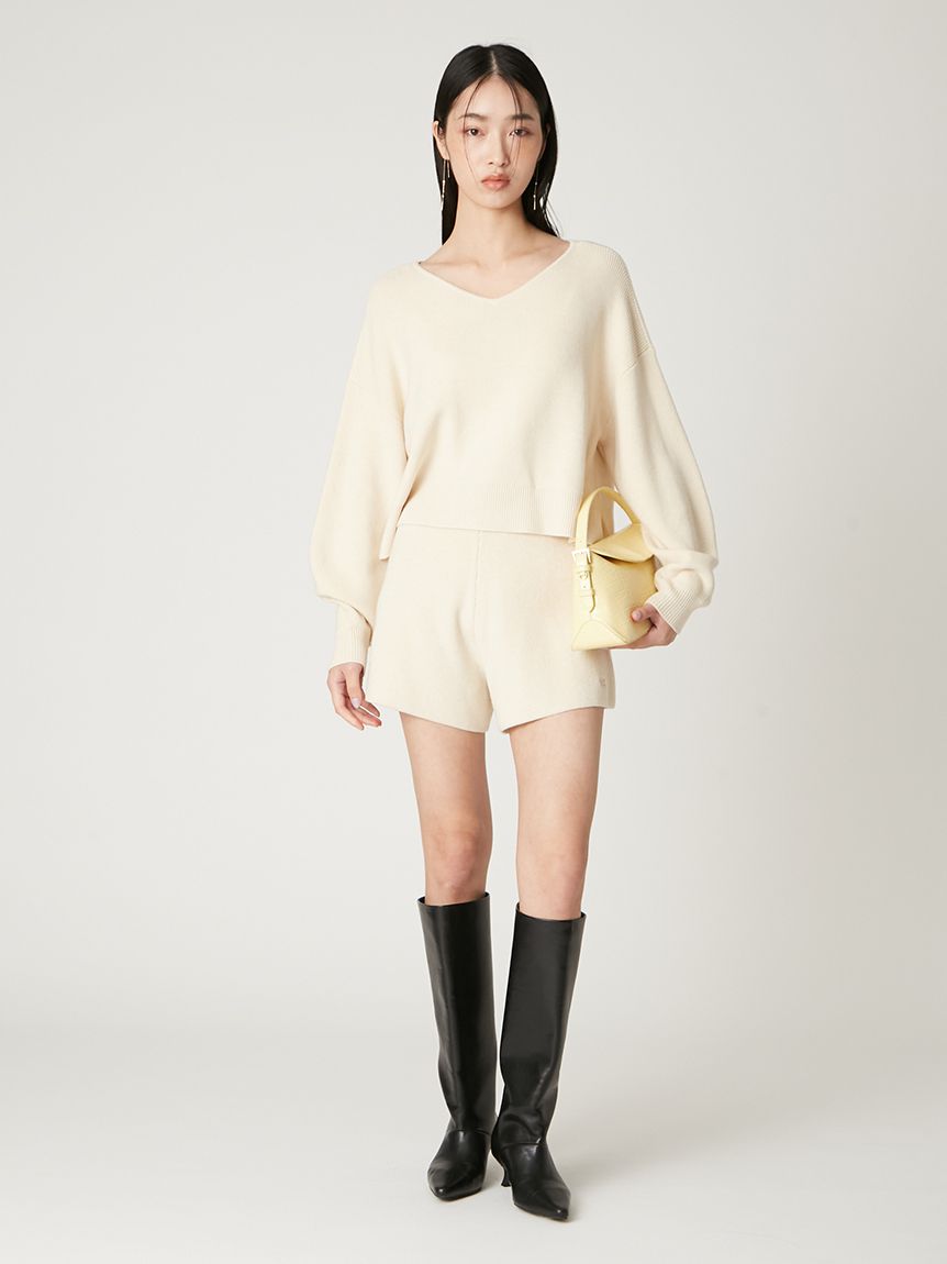ウォッシャブルカシミヤシルクニットショートパンツ／ウォッシャブル