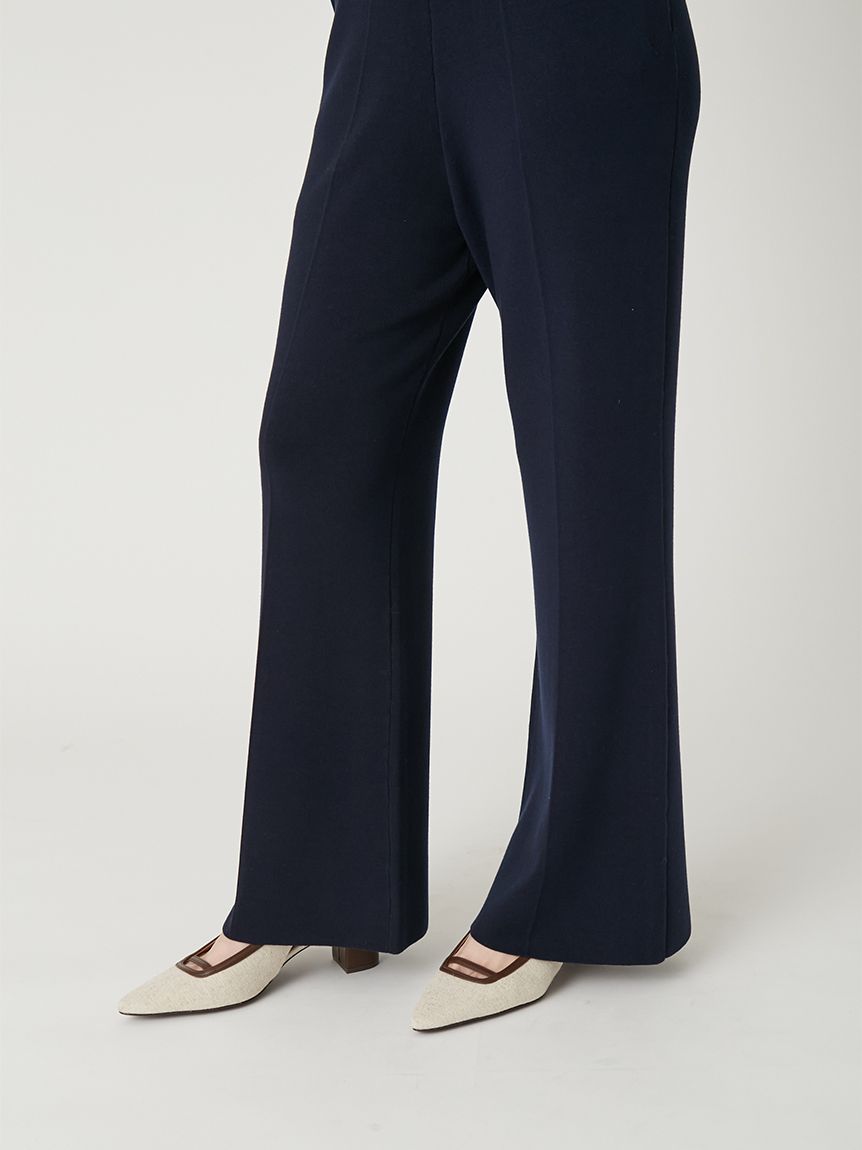 シルクブレンド美脚ニットパンツ／ウォッシャブル(ロングパンツ