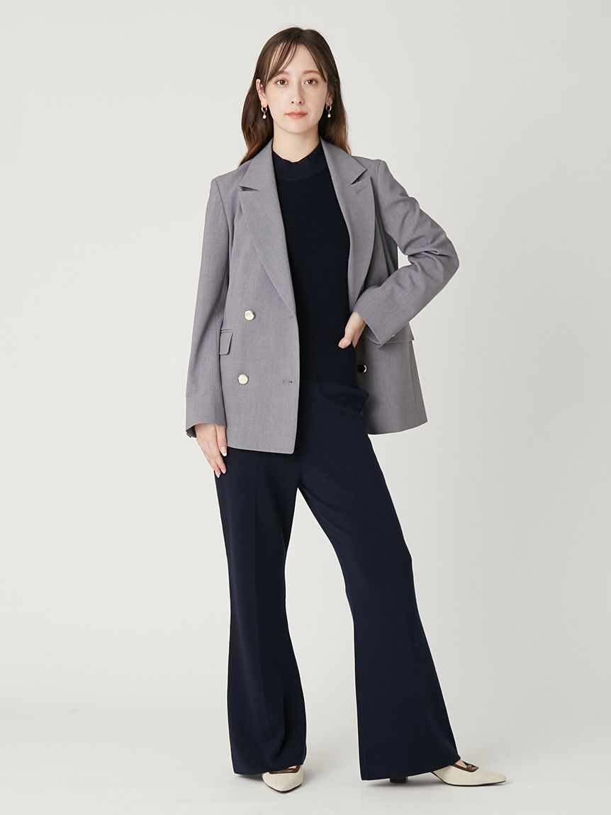 シルクブレンド美脚ニットパンツ／ウォッシャブル(ロングパンツ