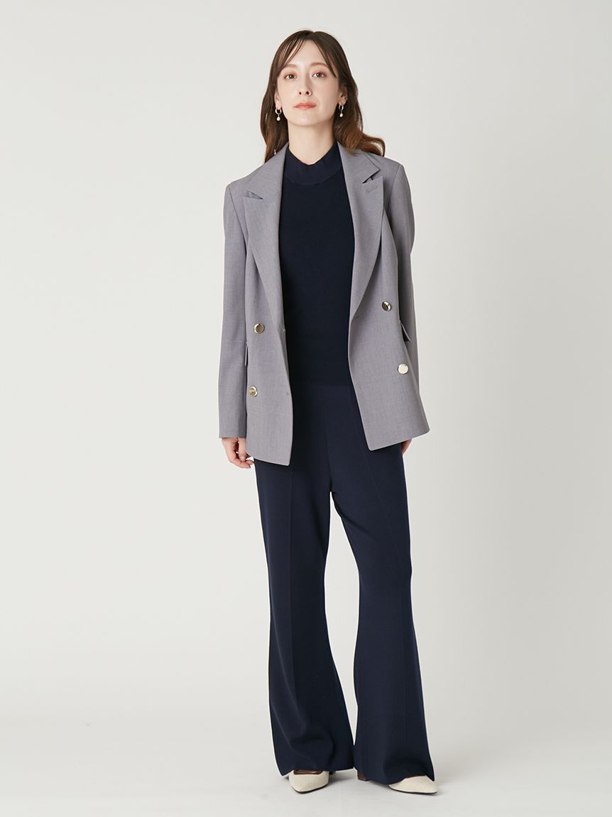 シルクブレンド美脚ニットパンツ／ウォッシャブル(ロングパンツ