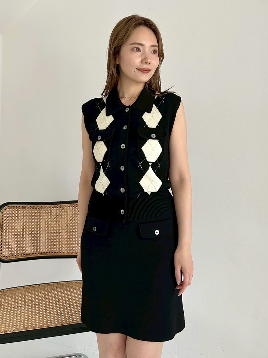 フラップデザインニットミニスカート(ニットスカート)｜スカート