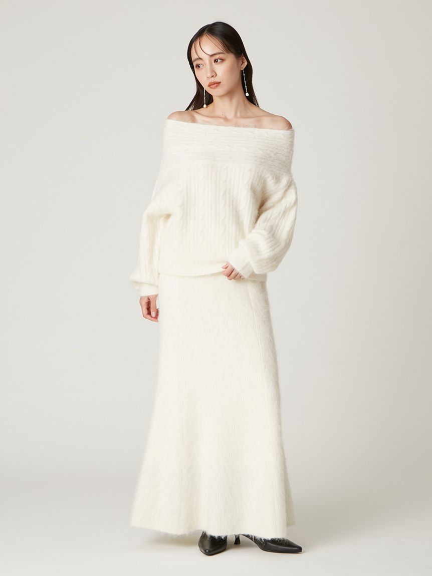 アルパカシャギーセミフレアニットスカート(ロングスカート)｜スカート