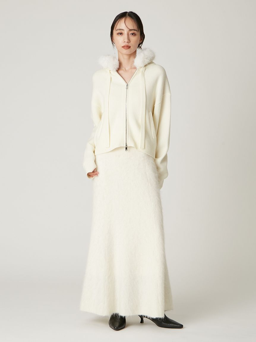 アルパカシャギーセミフレアニットスカート(ロングスカート)｜スカート