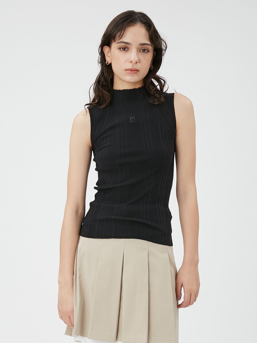 pierre cardin】ノースリーブハイネックリブプルオーバー(ニット  