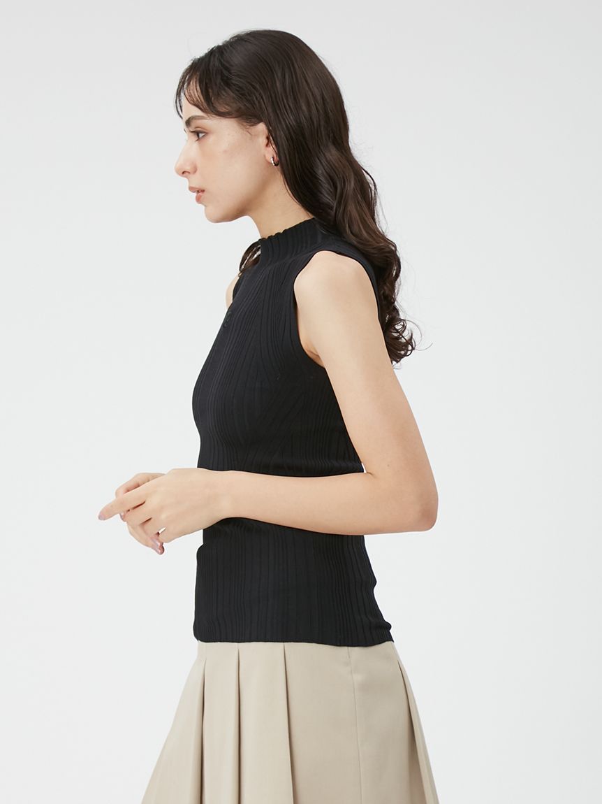 pierre cardin】ノースリーブハイネックリブプルオーバー(ニット  