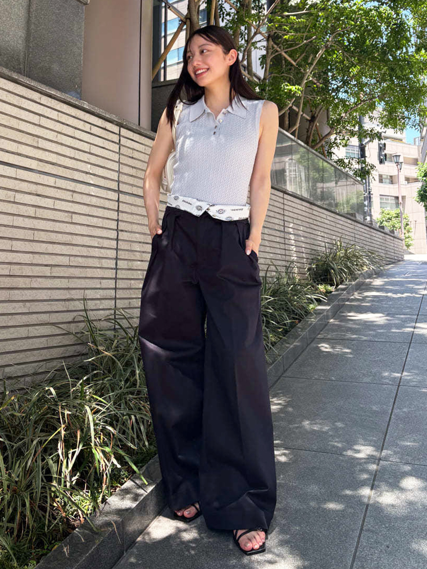 FRAY I.D ノースリーブケーブルニットポロ／ウォッシャブル FRAY I.D｜ノースリーブケーブルニットポロ/ウォッシャブル