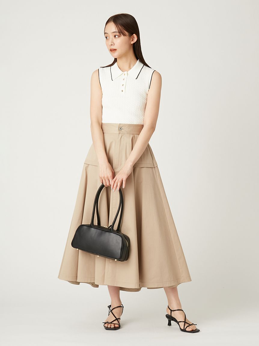 FRAY I.D ノースリーブニットポロ グリーン フレイ アイディー FRAY I.D ノースリーブケーブルニットポロ