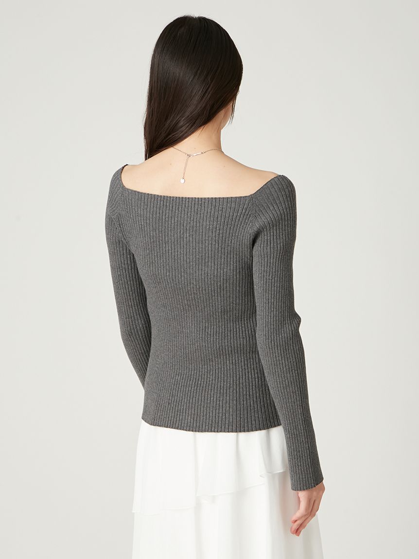 オフショルデコルテリブニット／ウォッシャブル(ニット)｜トップス