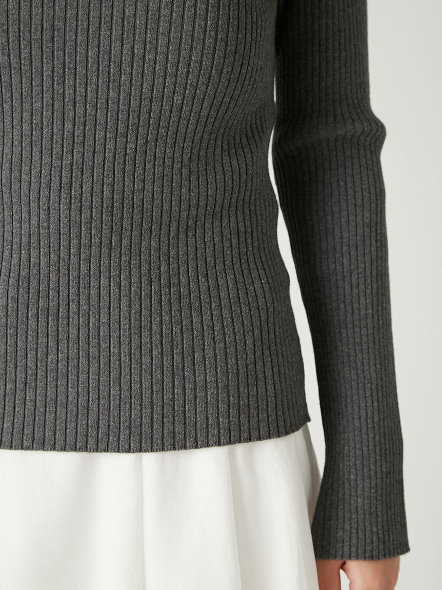 【新品】FRAY I.D タックデコルテリブニット black FRAY I.D｜オフショルデコルテリブニット/ウォッシャブル