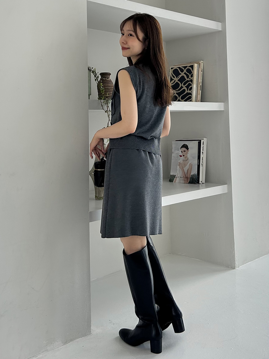 fray.id フレイアイディー　ポロカラーノースリニットジレ　グレー　GRY ノースリポロニットジレ(ニット)｜トップス｜FRAY I.D（フレイ