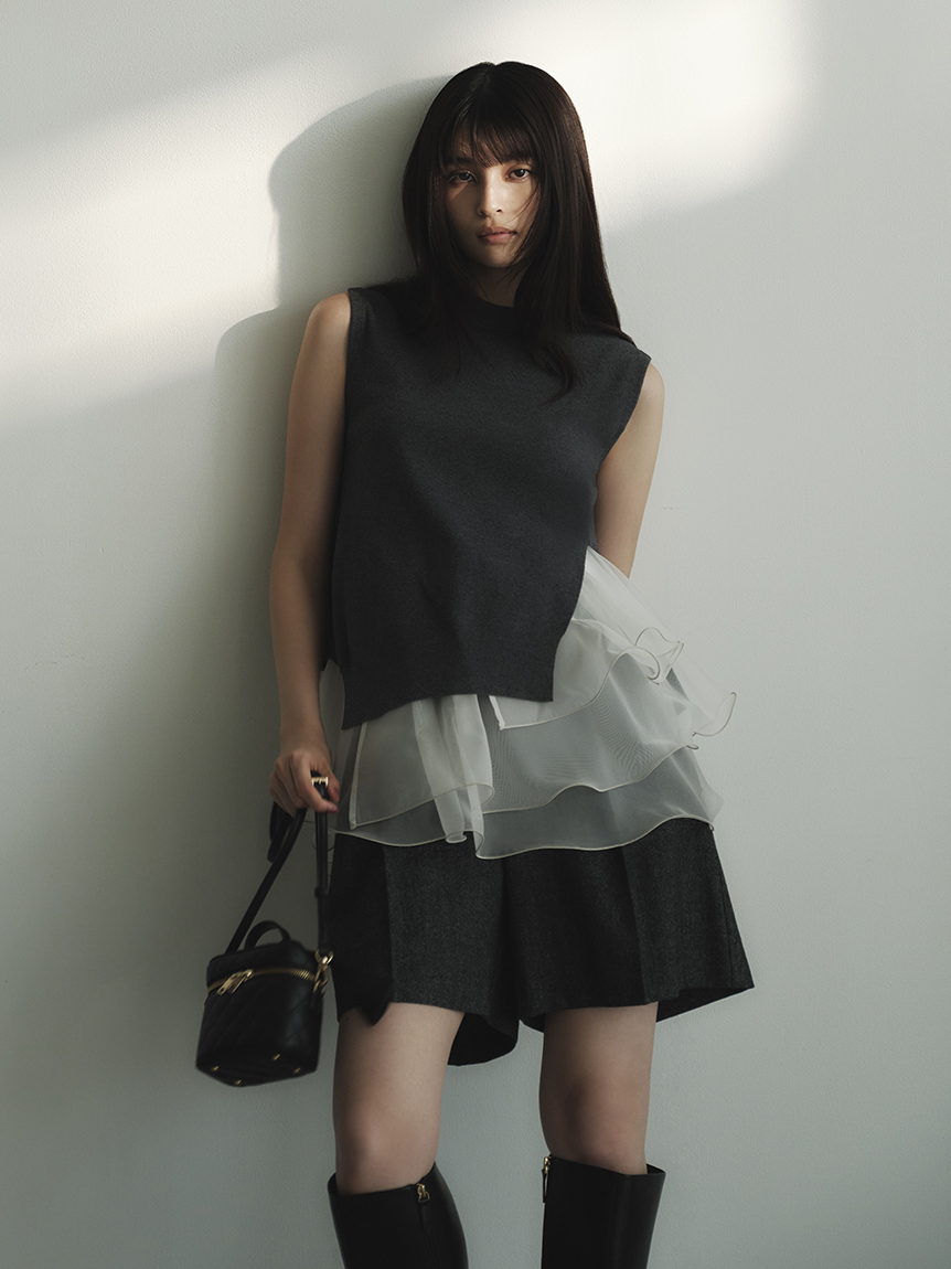 WEB限定カラー】ラッフルフリルレイヤーニット(ニット