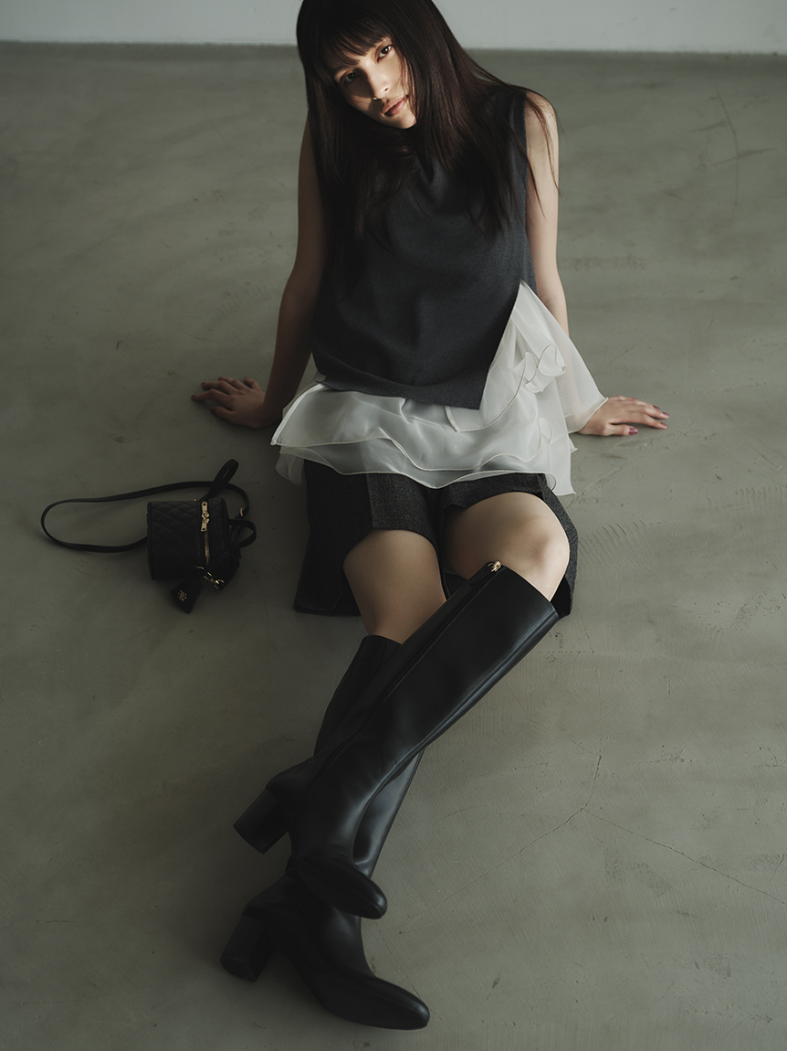 WEB限定カラー】ラッフルフリルレイヤーニット(ニット