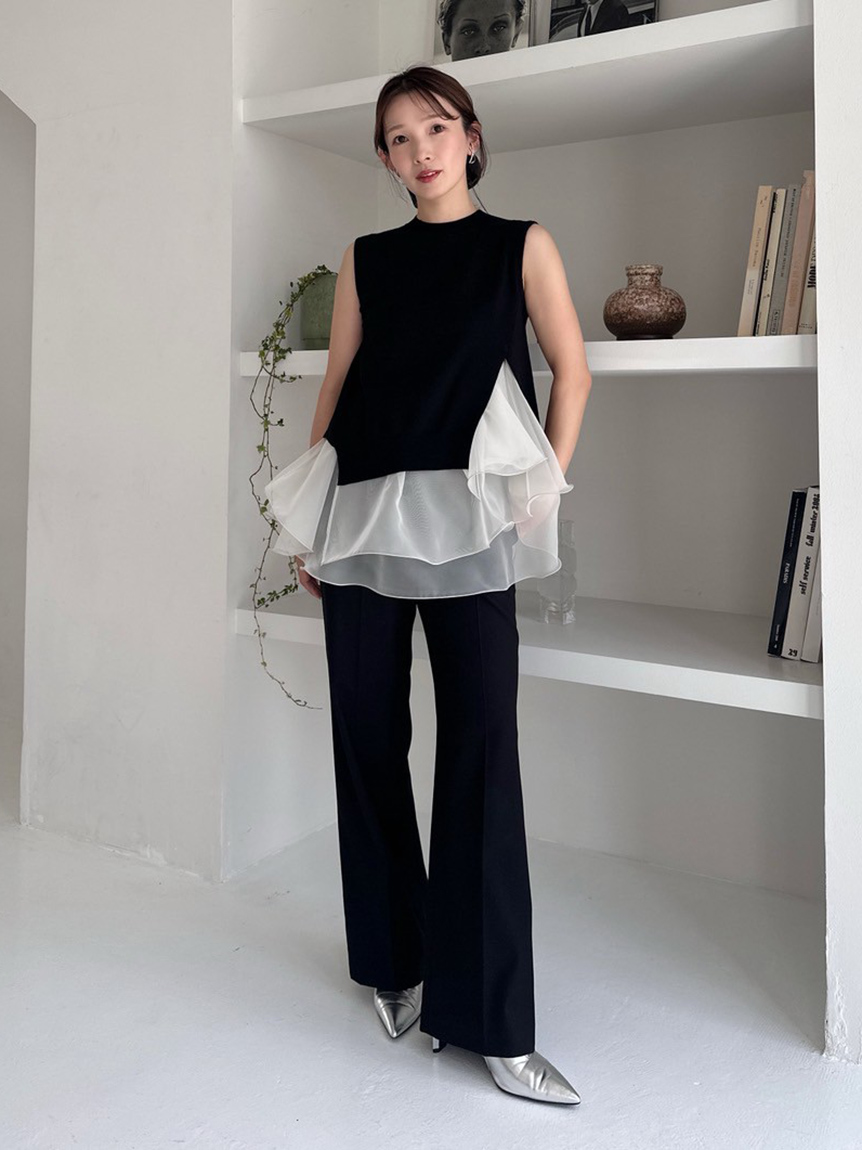 FRAYI.Dラッフルフリルレイヤーニットブルー FRAY I.D - ラッフルフリルレイヤーニット (ブルー) シルク混