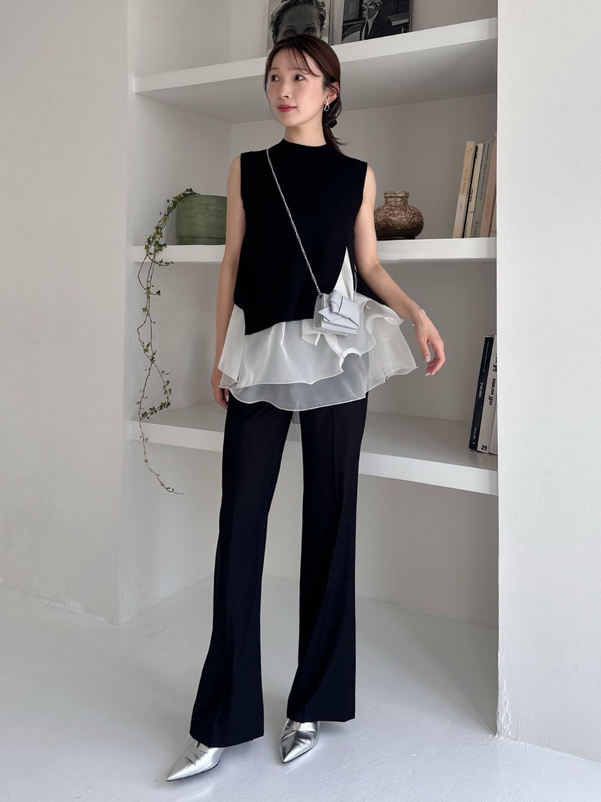 WEB限定カラー】ラッフルフリルレイヤーニット(ニット