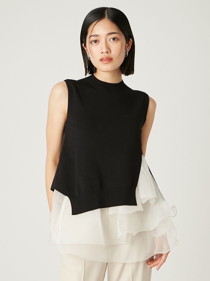 WEB限定カラー】ラッフルフリルレイヤーニット(ニット
