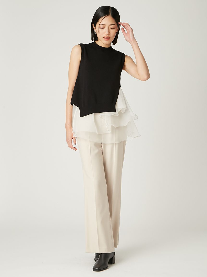 Rene フリル付きニット ロゴプレート付き 34(クリーニング済み) WEB限定カラー】ラッフルフリルレイヤーニット(ニット