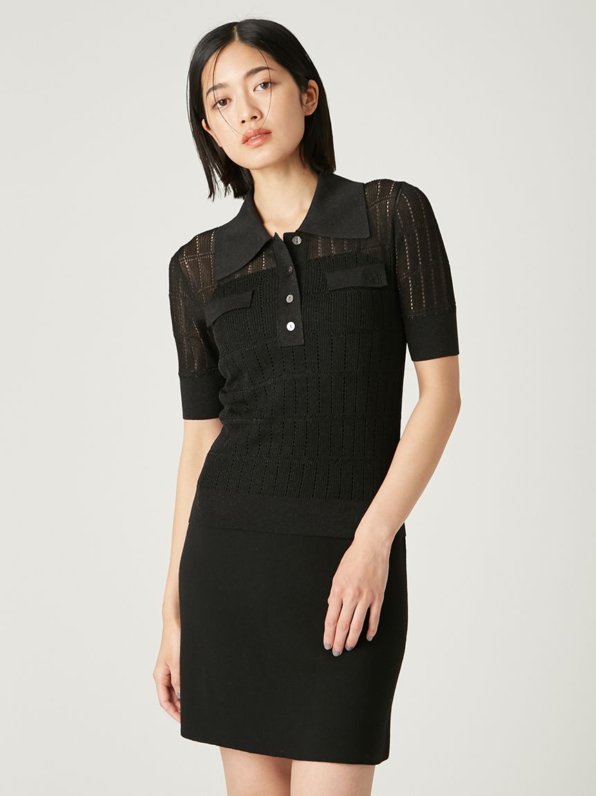 FRAY I.D ぽぽ アイレットシアーポロニット(ニット)｜トップス｜FRAY I.D