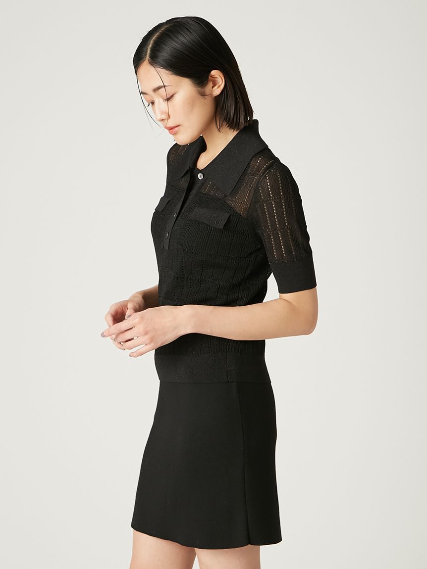 まみページ シアーレイヤードペプラムニット【洗濯機洗い可】（ニット/セーター