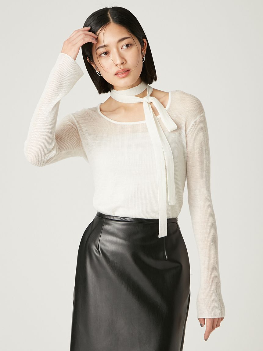 Riho　1211 ロングタイ2wayシアーニットプルオーバー(ニット)｜トップス｜FRAY I.D