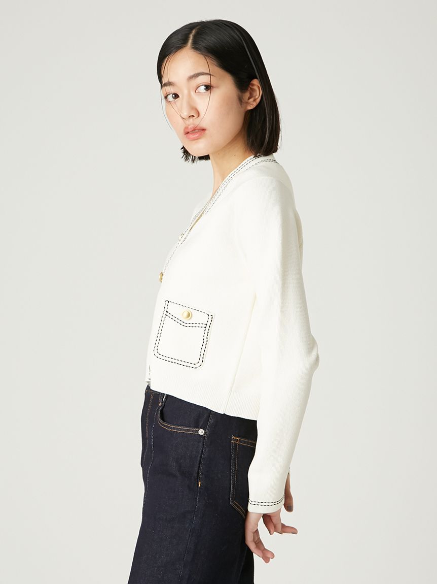 【FRAY. I.D】　ステッチVネックカーディガン ステッチVネックカーディガン｜フレイアイディーの通販｜&mall（アンド