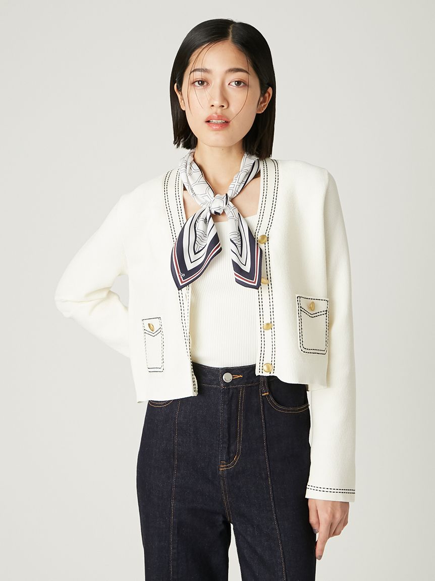 【FRAY. I.D】　ステッチVネックカーディガン ステッチVネックカーディガン（カーディガン）｜FRAY I.D