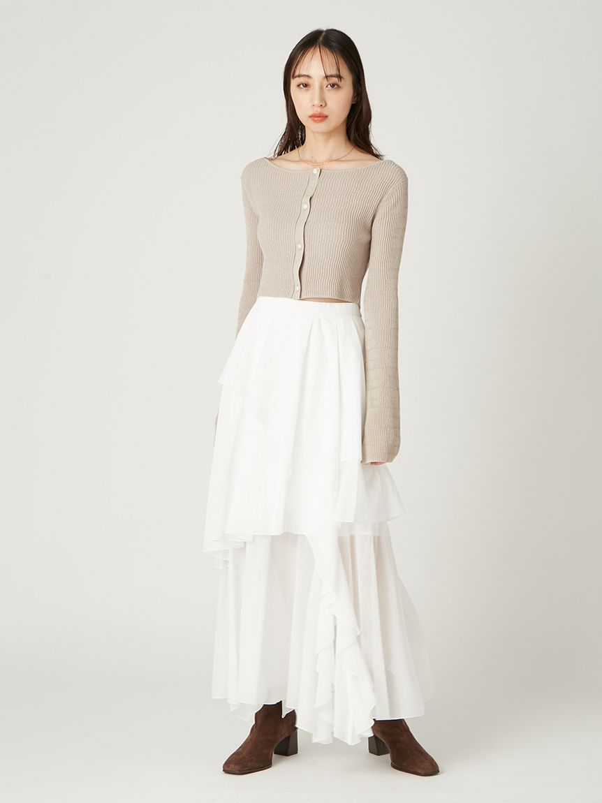 【新品未使用】クロップドⅤネックリブカーディガン/UVカット フレイアイディー FRAY I.D フレイアイディー クロップドⅤネックリブカーディガン