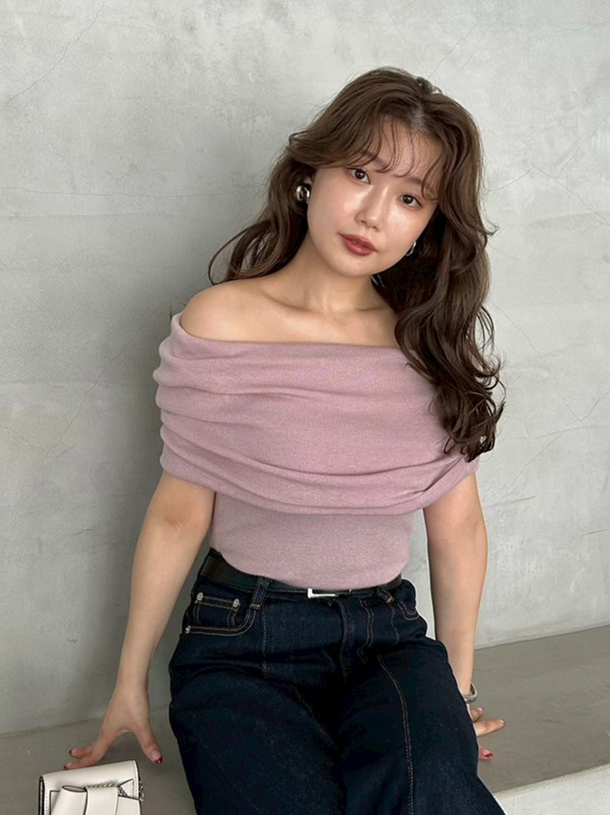 フレイアイディー　オフショルドレープノースリニット オフショルドレープノースリニット(ニット)｜トップス｜FRAY I.D