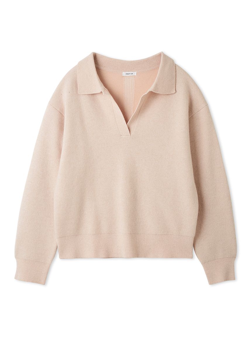ラクーンダブルフェイスポロカラープルオーバー(ニット)｜トップス