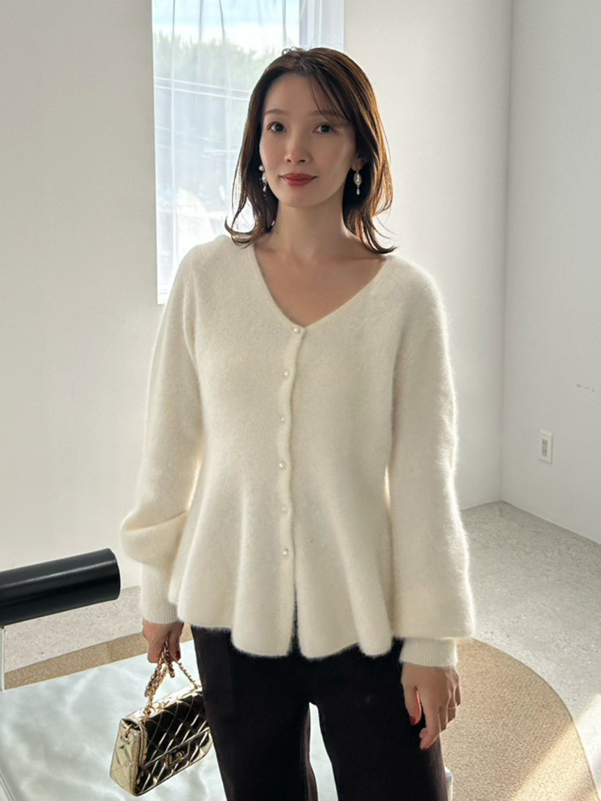 Madame Gaussenの102ブティパターン集 クレヨンニット】クルーネックカーディガン(Mサイズ ラベンダー