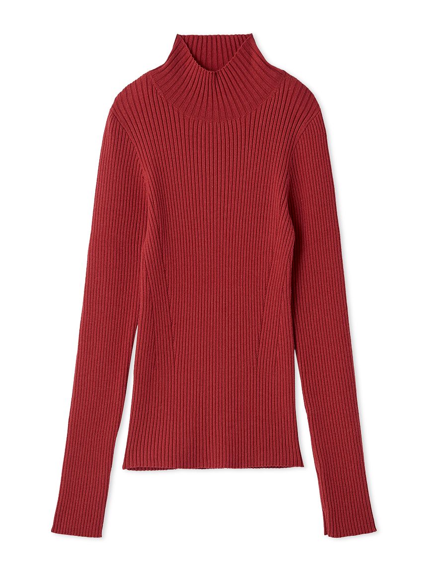 ウールシルクリブニットハイネックプルオーバー(ニット)｜トップス
