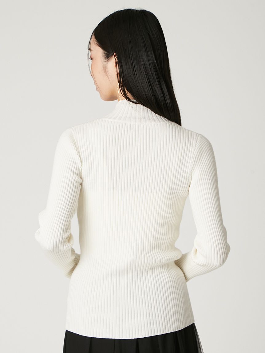 ウールシルクリブニットハイネックプルオーバー(ニット)｜トップス