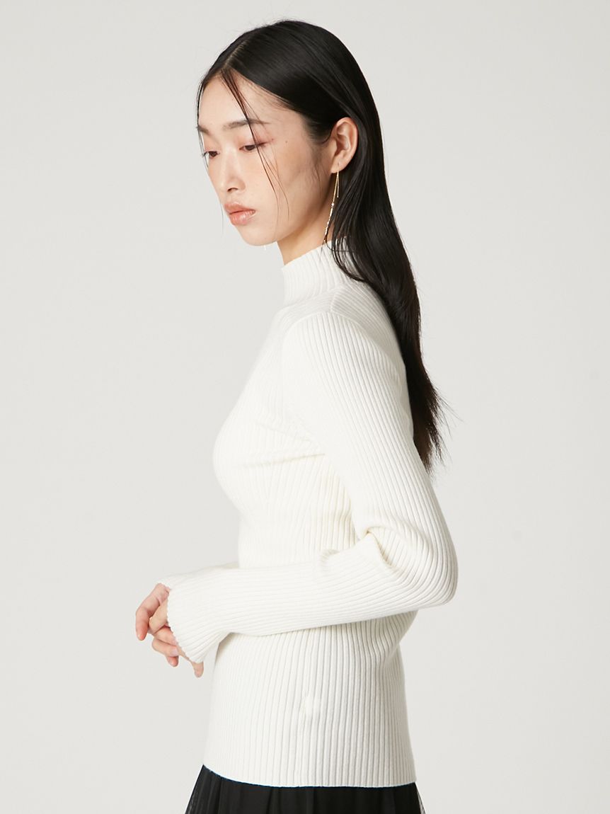 ウールシルクリブニットハイネックプルオーバー(ニット)｜トップス
