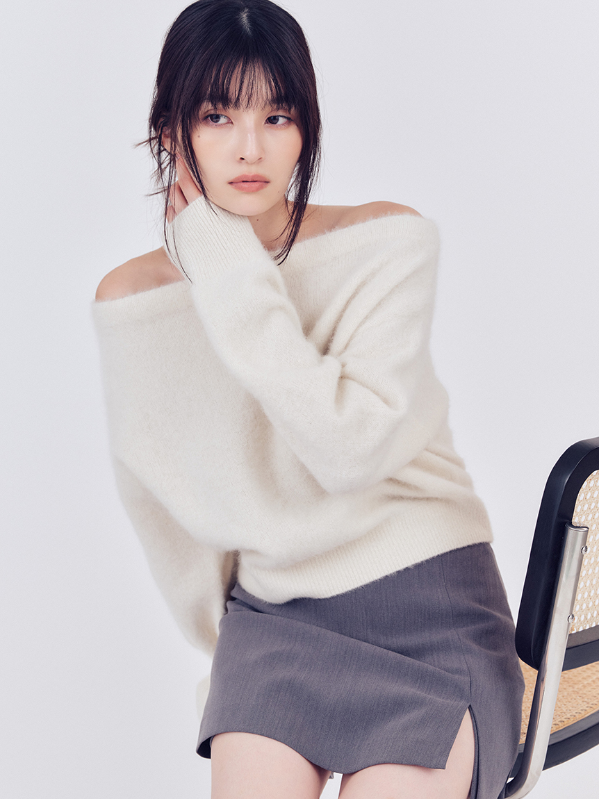 フォックスカシミアオフショルニットトップス(ニット)｜トップス