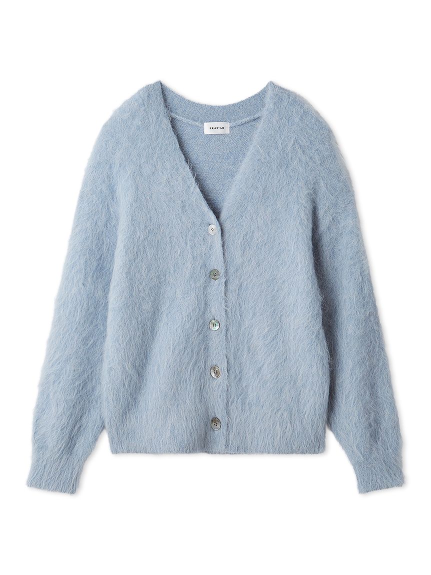 新品未使用　プリスティン　コットンアルパカシルクカーディガン　羽織り キッドモヘヤ×ウール×アルパカ×シルク〉リーフ模様編み カーディガン